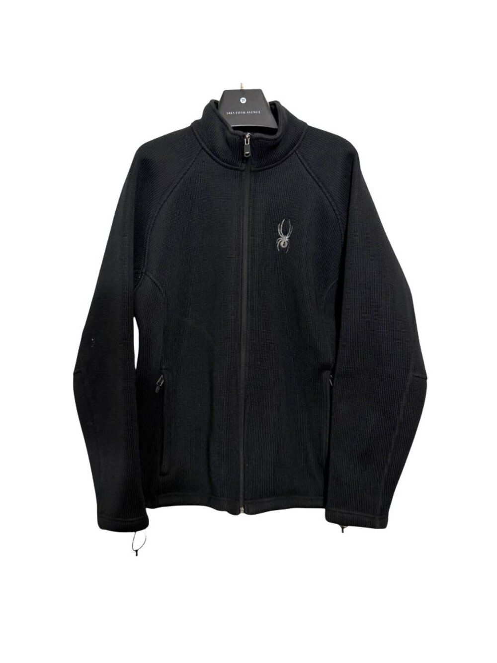Spyder Mens Foremost Full Zip Volcano Black Knit Sweater Jacket Fleece SZ Large